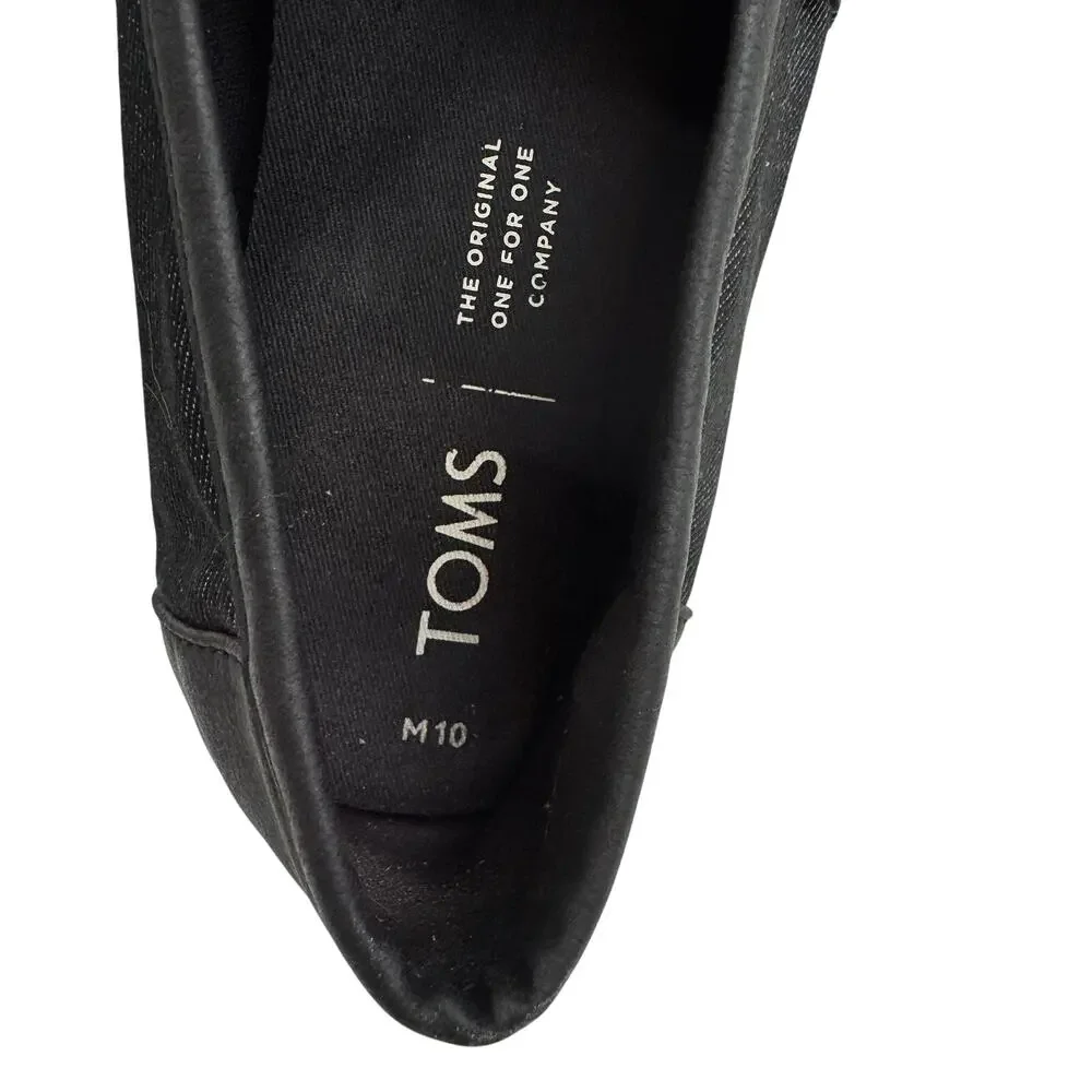 TOMS Classic All Black Denim Comfortable Lightweight Slip-On Shoes Men's Size 10